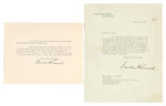 FDR 1937 SIGNED LETTER PLUS GENERIC FDR FORM LETTER REPLY/LUCCA COLLECTION.