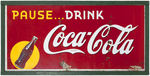 "COCA-COLA" LARGE TIN ADVERTISING SIGN.