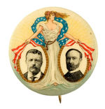 ROOSEVELT CLASSIC 1904 JUGATE FEATURING SUPERB COLOR FULL FIGURE IMAGE OF MISS LIBERTY.