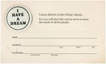 MARTIN LUTHER KING 'I HAVE A DREAM' SPEECH INSPIRED COMMITMENT BUTTON ON CARD.