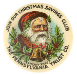 VERY GRAPHIC SANTA PROMOTES EARLY SAVINGS CLUB.