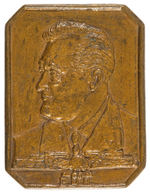 "FDR" CAST IRON SMALL PLAQUE WITH 1936 VOTE TALLIES ON REVERSE.