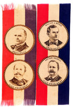 McKINLEY AND BRYAN MATCHED PAIR OF 1896 JUGATE RIBBONS.