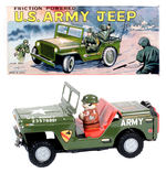 "FRICTION POWERED U.S. ARMY JEEP."