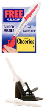 "CHEERIOS GUIDED MISSILE AND LAUNCHER" STORE SIGN W/PREMIUM.