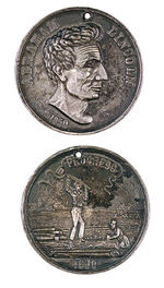 DESIRABLE LARGE LINCOLN MEDAL WITH EARLY PORTRAIT AND RAIL SPLITTER SCENE.