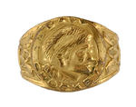 "DAVY CROCKETT" BRASS PORTRAIT RING.