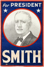 SPLENDID 1928 "FOR PRESIDENT SMITH" CANVAS CAMPAIGN BANNER.