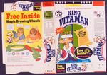 "QUAKER KING VITAMAN" CEREAL BOX FLAT W/"FREE MAGIC WHEEL OFFER."