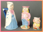 CINDERELLA CHARACTERS RARE FIGURAL CERAMIC PITCHERS.