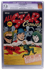 "ALL STAR COMICS" #6 SEPTEMBER 1941 CGC 7.0 RESTORED OFF-WHITE TO WHITE PAGES.