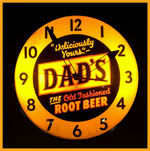 DAD'S ROOT BEER LIGHTED CLOCK.