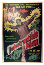 LON CHANEY JR. “INDESTRUCTIBLE MAN” LINEN MOUNTED POSTER.