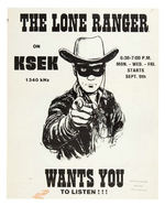 "THE LONE RANGER WANTS YOU TO LISTEN!" RADIO STATION PROMO POSTER.