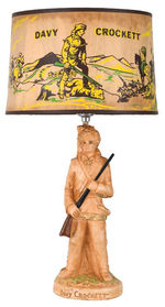 "DAVY CROCKETT" FIGURAL LAMP WITH SHADE AND BOX.