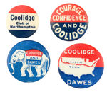 COOLIDGE/DAWES GROUP OF FOUR NAME BUTTONS.