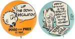 POGO FOR PRESIDENT PAIR OF BUTTONS FROM SCARCE 1968 SET.