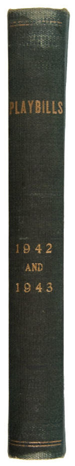 “PLAYBILLS 1942 AND 1943” BOUND VOLUME WITH 41 AUTOGRAPHS INCLUDING BORIS KARLOFF.