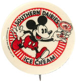 MICKEY MOUSE “SOUTHERN DAIRIES ICE CREAM” GRAPHIC AND SCARCE ADVERTISING BUTTON.