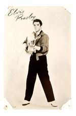 ELVIS PRESLEY TWICE SIGNED POSTCARD.