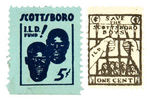 SCOTTSBORO BOYS DEFENSE PAIR OF POSTER STAMPS.