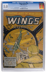 "WINGS COMICS" #19 MARCH 1942 CGC 5.0 CREAM TO OFF-WHITE PAGES.