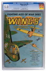 "WINGS COMICS" #8 APRIL 1941 CGC 5.0 CREAM TO OFF-WHITE PAGES.