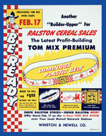 “TOM MIX LUMINOUS BELT” RETAILERS PREMIUM SALES SHEET WITH BELT.