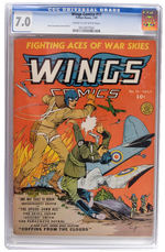 "WINGS COMICS" #11 JULY 1941 CGC 7.0 CREAM TO OFF-WHITE PAGES.