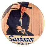 HOPALONG CASSIDY STORE CLERKS BREAD LABEL BUTTON PROMOTING "SUNBEAM"