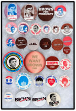 JERRY BROWN 1976-1980 HOPEFUL BUTTONS COLLECTION PLUS SEVERAL FOR GOVERNOR AND LINDA RONSTADT.