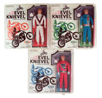 "EVEL KNIEVEL" SET OF THREE ACTION FIGURES.