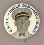 "UNCLE DON GOOD HUMOR" RARE CLUB BUTTON.