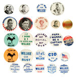 WILLKIE 23 BUTTON COLLECTION INCLUDING JUGATE PLUS BUTTON PICTURING HIS ENDORSER JOE  LOUIS.