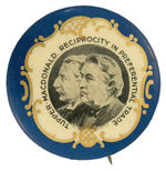 USA/CANADA HISTORICALLY IMPORTANT FREE TRADE BUTTON CIRCA 1911.