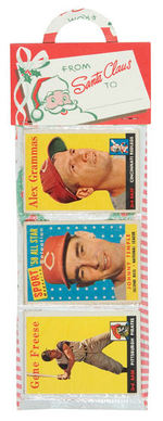 CHRISTMAS RACK PACK WITH 12 TOPPS 1958 BASEBALL CARDS.