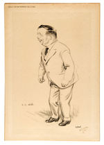 H. G. WELLS SIGNED CARICATURE.