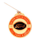 "FORD 1941" RARE BRASS MEDALLION.