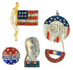 ROOSEVELT FIVE METAL JEWELRY ITEMS ACCENTED BY BRILLIANT RHINESTONES.