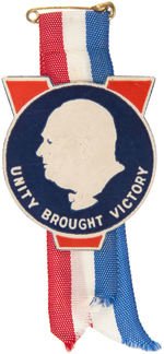 CHURCHILL RARE PAPER AND RIBBON BADGE.