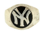 YANKEES STERLING & ENAMEL LOGO RING.