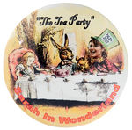 "SARAH IN WONDERLAND/'THE TEA PARTY'" SCARCE CARTOON BUTTON.