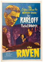 "THE RAVEN" BORIS KARLOFF & BELA LUGOSI LINEN-MOUNTED MOVIE POSTER.