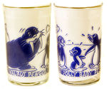 WALLY WALRUS AND PENGUINS SCARCE VARIETY 1939 WALT DISNEY ALL STAR PARADE GLASS.