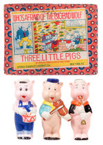 "THREE LITTLE PIGS" BOXED BISQUE SET.