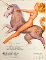 EARL MACPHERSON 1955 “HUNTER’S GUIDE” PIN-UP CALENDAR WITH ENVELOPE.