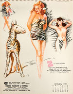 EARL MACPHERSON 1955 “HUNTER’S GUIDE” PIN-UP CALENDAR WITH ENVELOPE.