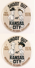 FORD/REAGAN "SHOOT OUT AT KANSAS CITY" 9" BUTTON PAIR.