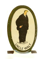 "UNCLE WALT" LITHO TIN CRACKER JACK STAND-UP TIN.