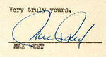 MAE WEST SIGNED DIAMOND LIL CONTRACT.